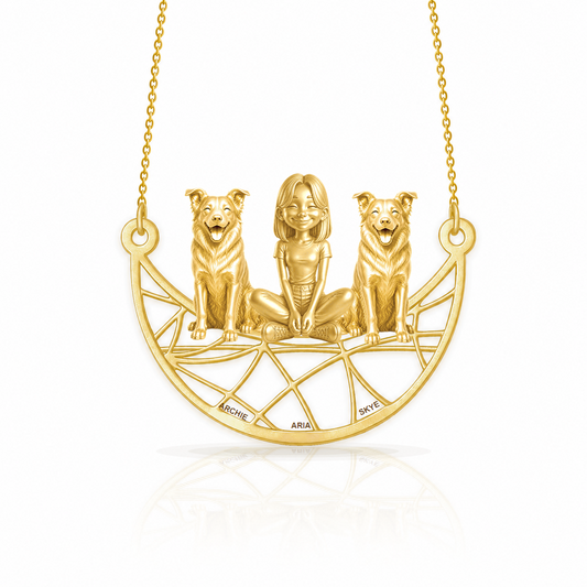 Border Collie - smooth coat - 18K Gold Vermeil - 1st