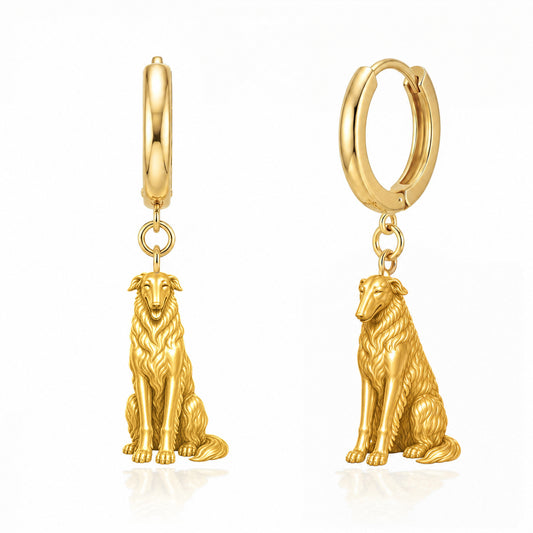 Borzoi personalized companion handcrafted huggie earrings