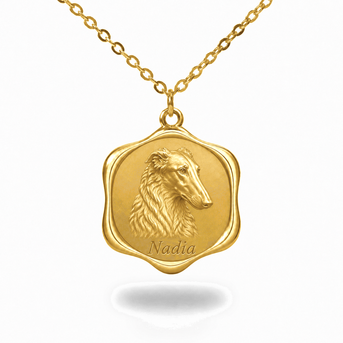 Soulyshine Borzoi Precious Paw personalized pet photo necklace - 18K Gold Vermeil front
