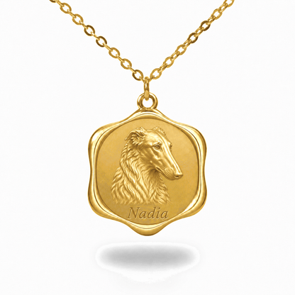 Soulyshine Borzoi Precious Paw personalized pet photo necklace - 18K Gold Vermeil front