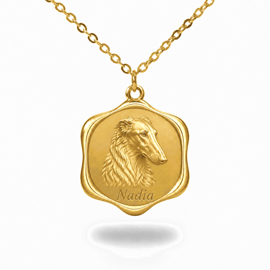 Soulyshine Borzoi Precious Paw personalized pet photo necklace - 18K Gold Vermeil front