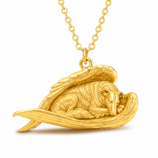 Soulyshine Borzoi The Sleeping Angel – Personalized Pet Necklace - 18K Gold Vermeil front