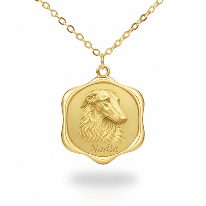 Soulyshine Borzoi Precious Paw personalized pet photo necklace - 18K Gold Vermeil front