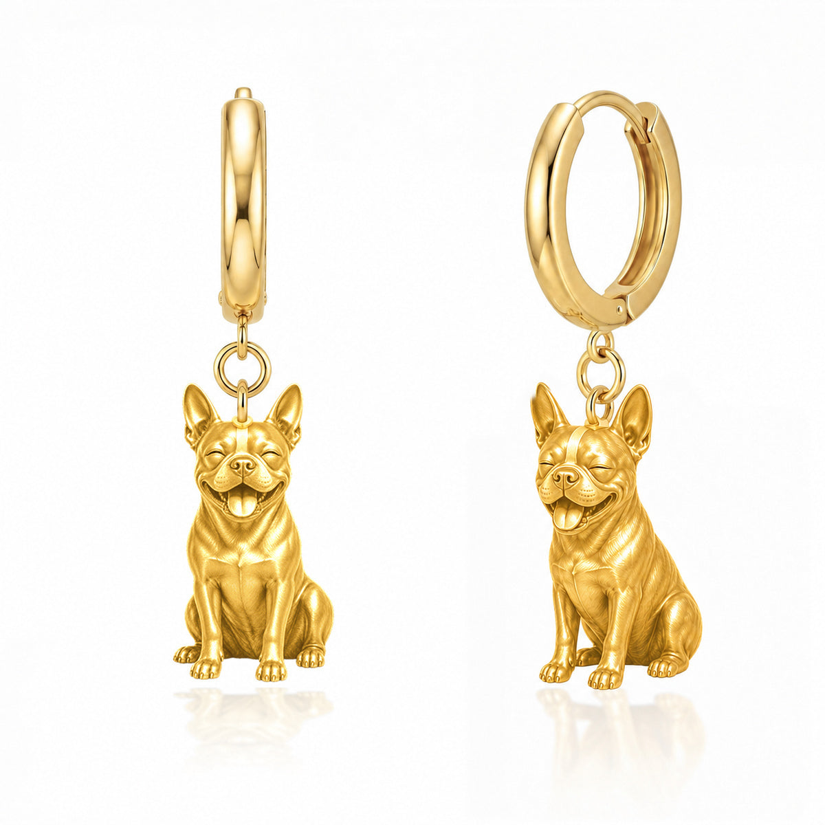 Boston Terrier personalized companion handcrafted huggie earrings