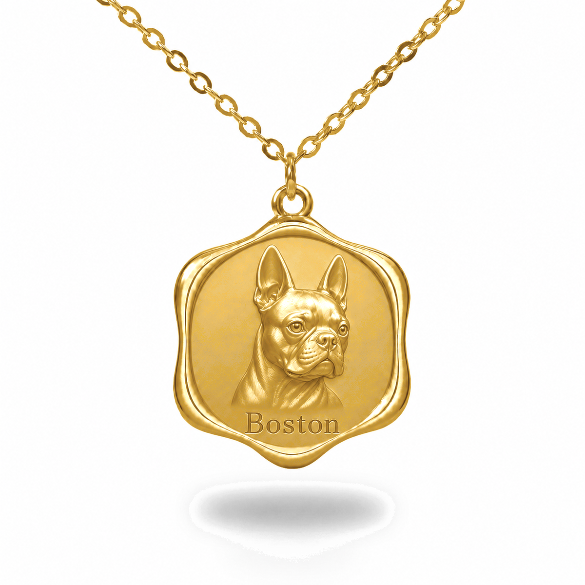Soulyshine Boston Terrier Precious Paw personalized pet photo necklace - 18K Gold Vermeil front