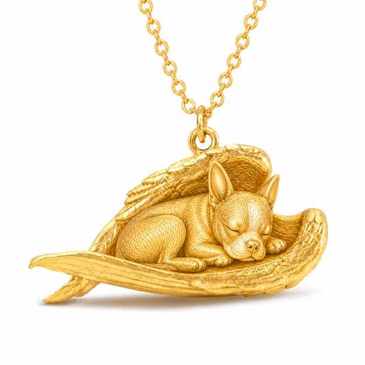 Soulyshine Boston Terrier The Sleeping Angel – Personalized Pet Necklace - 18K Gold Vermeil front