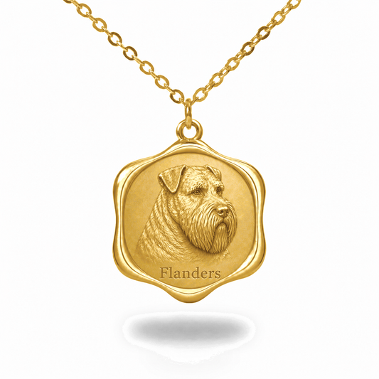 Soulyshine Bouvier des Flandres Precious Paw personalized pet photo necklace - 18K Gold Vermeil front