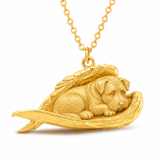 Soulyshine Bouvier des Flandres The Sleeping Angel – Personalized Pet Necklace - 18K Gold Vermeil front
