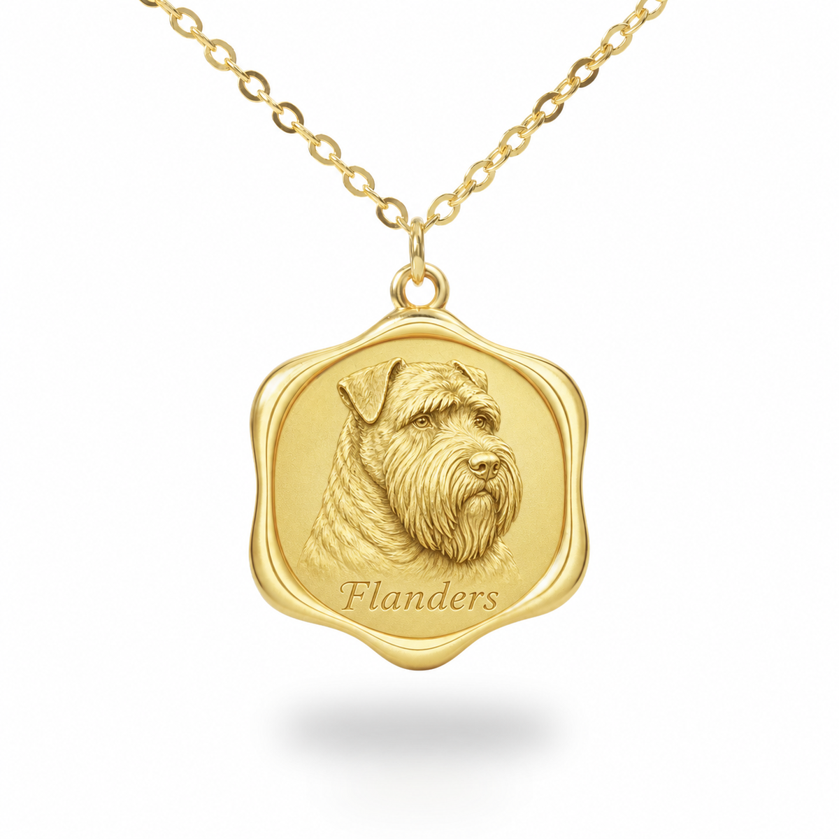 Soulyshine Bouvier des Flandres Precious Paw personalized pet photo necklace - 18K Gold Vermeil front