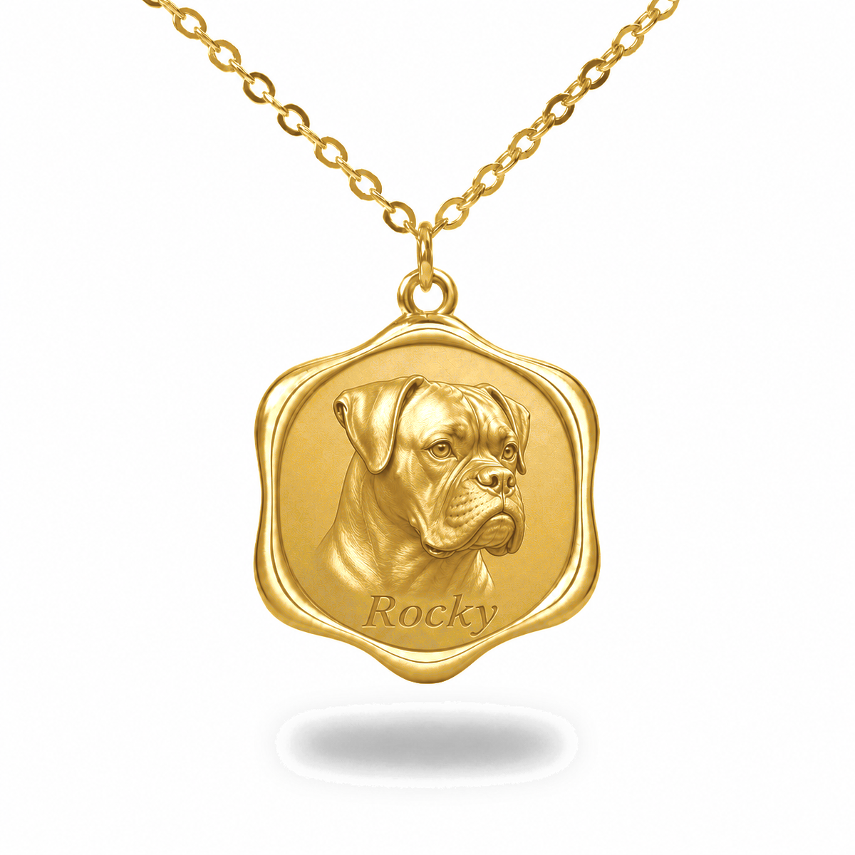 Soulyshine Boxer Precious Paw personalized pet photo necklace - 18K Gold Vermeil front