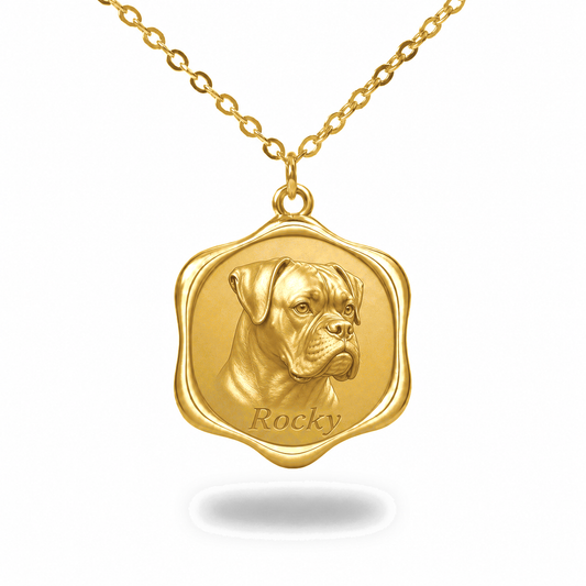 Soulyshine Boxer Precious Paw personalized pet photo necklace - 18K Gold Vermeil front