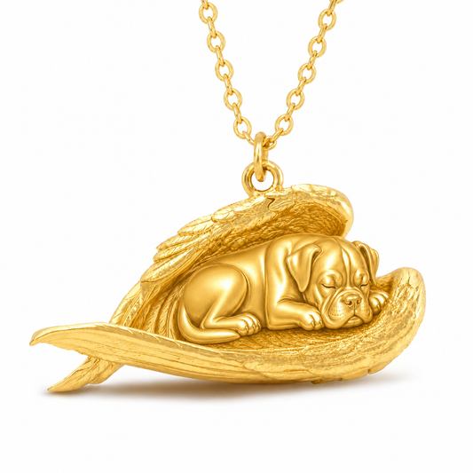 Soulyshine Boxer The Sleeping Angel – Personalized Pet Necklace - 18K Gold Vermeil front