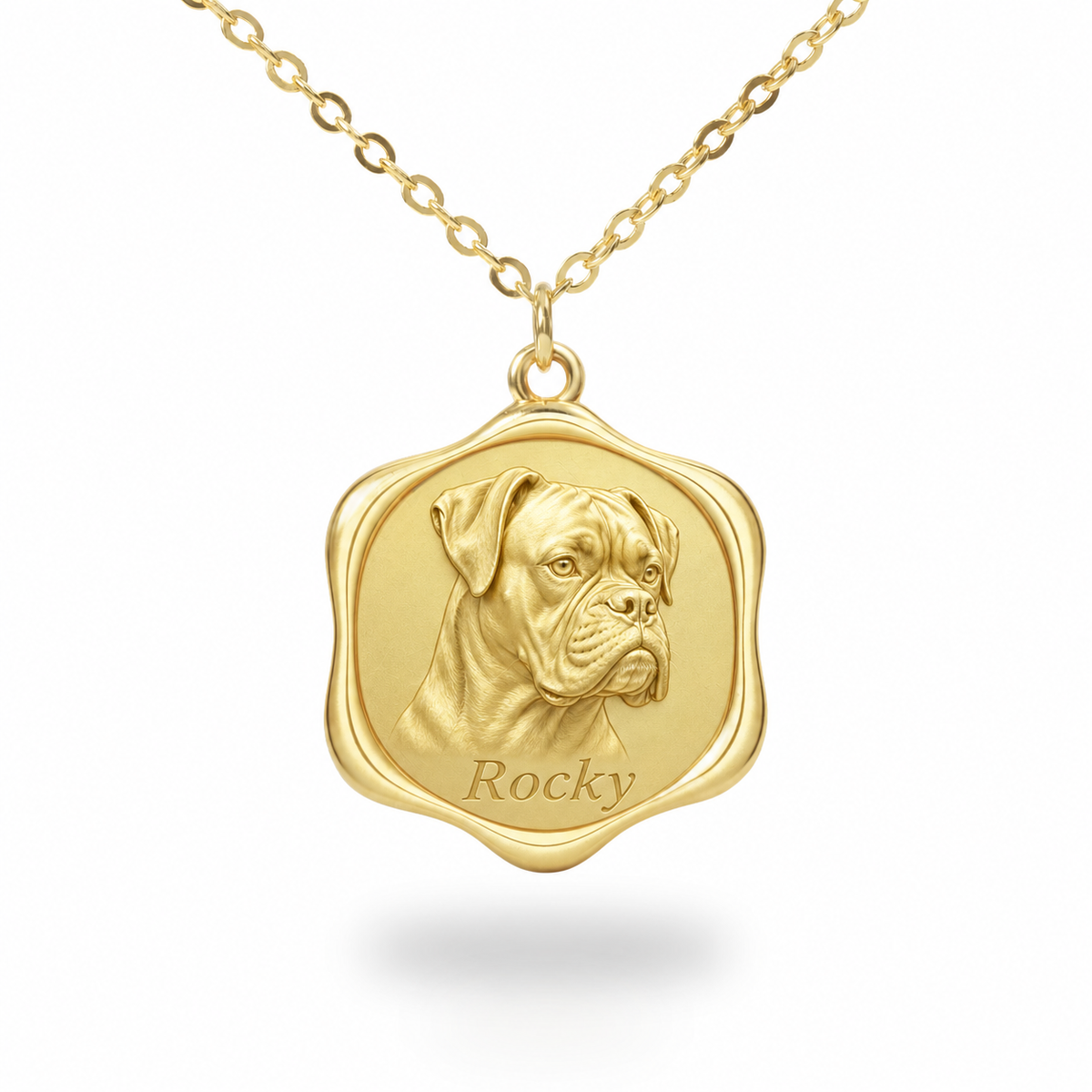 Soulyshine Boxer Precious Paw personalized pet photo necklace - 18K Gold Vermeil front