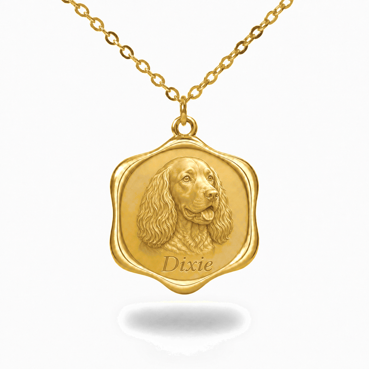 Soulyshine Boykin Spaniel Precious Paw personalized pet photo necklace - 18K Gold Vermeil front