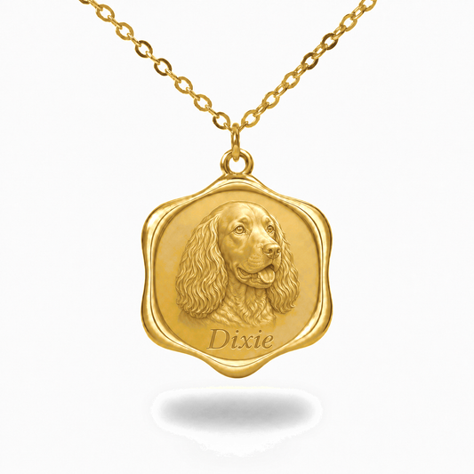 Soulyshine Boykin Spaniel Precious Paw personalized pet photo necklace - 18K Gold Vermeil front