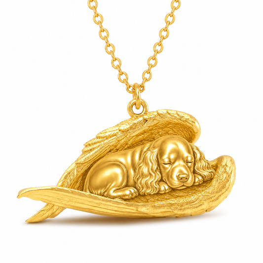 Soulyshine Boykin Spaniel The Sleeping Angel – Personalized Pet Necklace - 18K Gold Vermeil front