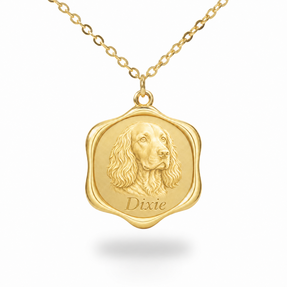 Soulyshine Boykin Spaniel Precious Paw personalized pet photo necklace - 18K Gold Vermeil front