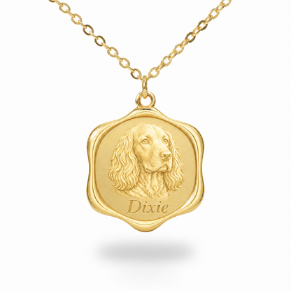 Soulyshine Boykin Spaniel Precious Paw personalized pet photo necklace - 18K Gold Vermeil front