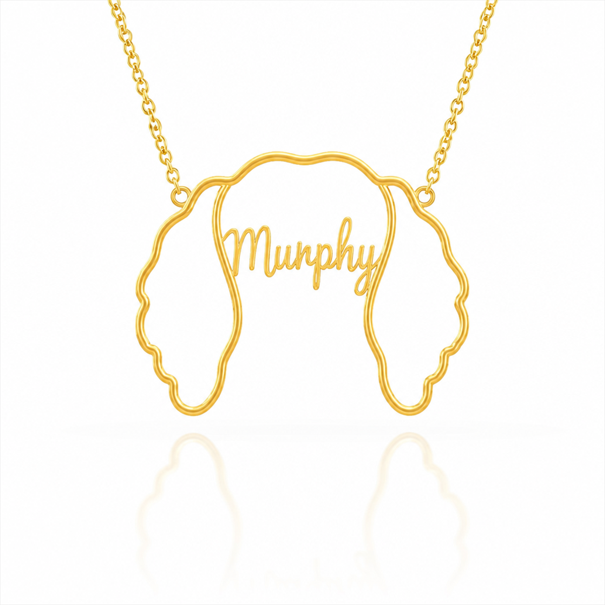 Soulyshine Boykin Spaniel personalized outline pet face and name necklace in gold