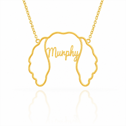 Soulyshine Boykin Spaniel personalized outline pet face and name necklace in gold