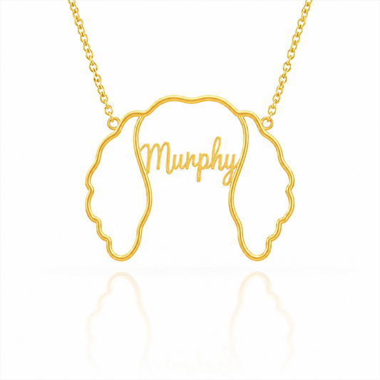 Soulyshine Boykin Spaniel personalized outline pet face and name necklace in gold
