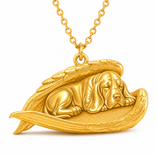 Soulyshine Bracco Italiano The Sleeping Angel – Personalized Pet Necklace - 18K Gold Vermeil front