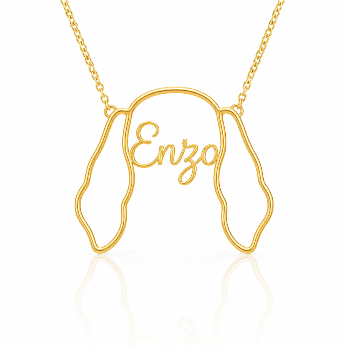 Soulyshine Bracco Italiano personalized outline pet face and name necklace in gold