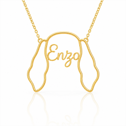 Soulyshine Bracco Italiano personalized outline pet face and name necklace in gold