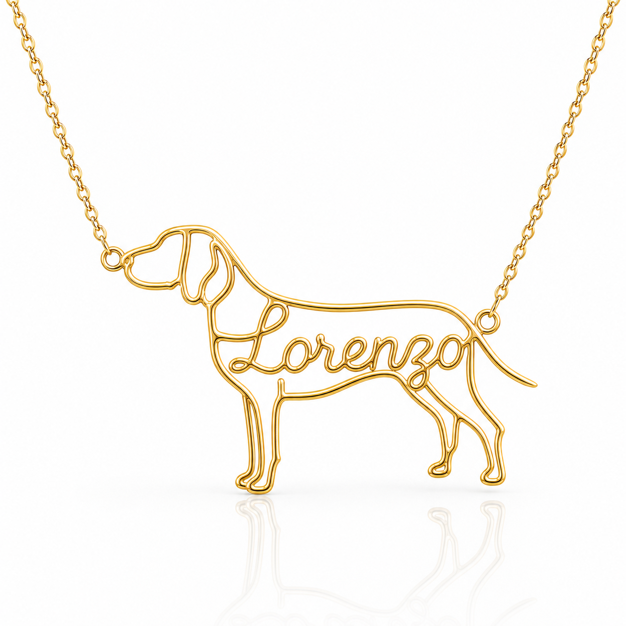 Soulyshine Bracco Italiano personalized dog silhouette name necklace in gold - Lorenzo design