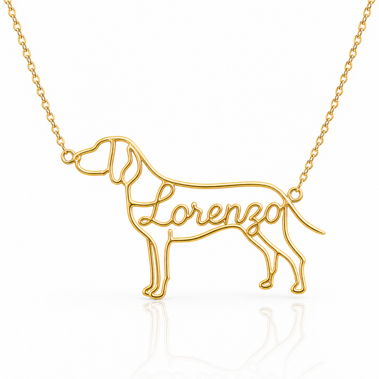 Soulyshine Bracco Italiano personalized dog silhouette name necklace in gold - Lorenzo design