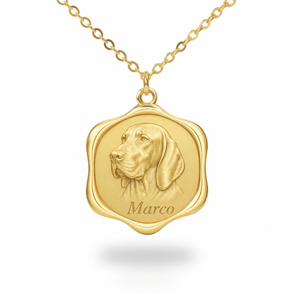 Soulyshine Bracco Italiano Precious Paw personalized pet photo necklace - 18K Gold Vermeil front