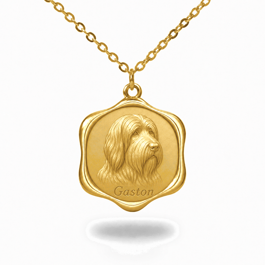 Soulyshine Briard Precious Paw personalized pet photo necklace - 18K Gold Vermeil front