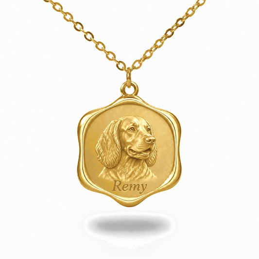 Soulyshine Brittany Precious Paw personalized pet photo necklace - 18K Gold Vermeil front