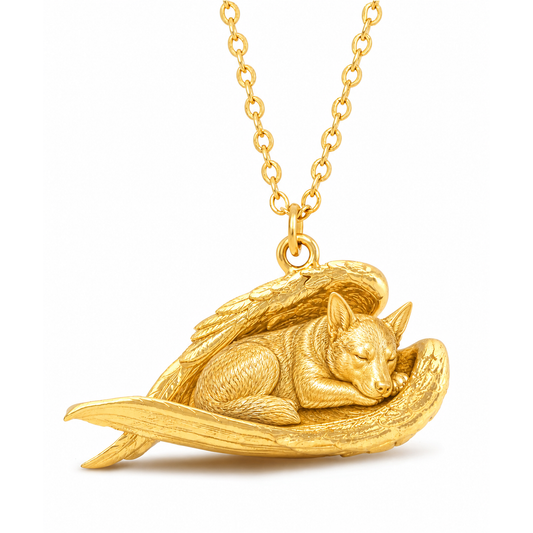 Soulyshine Brittany The Sleeping Angel – Personalized Pet Necklace - 18K Gold Vermeil front