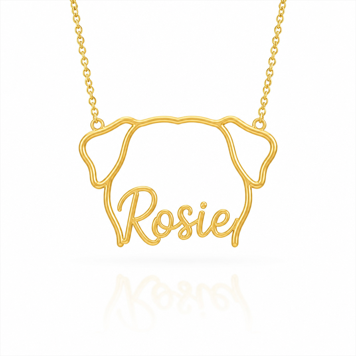 Soulyshine Brittany personalized outline pet face and name necklace in gold