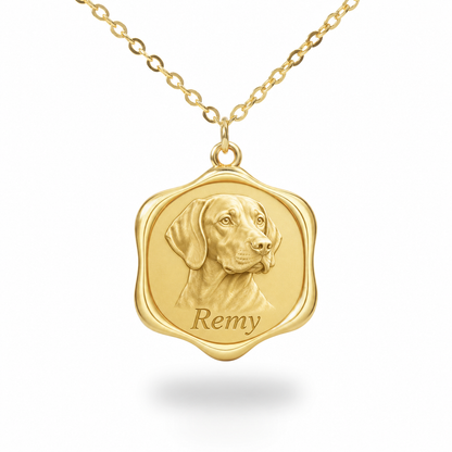 Soulyshine Brittany Precious Paw personalized pet photo necklace - 18K Gold Vermeil front