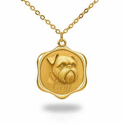 Soulyshine Brussels Griffon - rough coat Precious Paw personalized pet photo necklace - 18K Gold Vermeil front