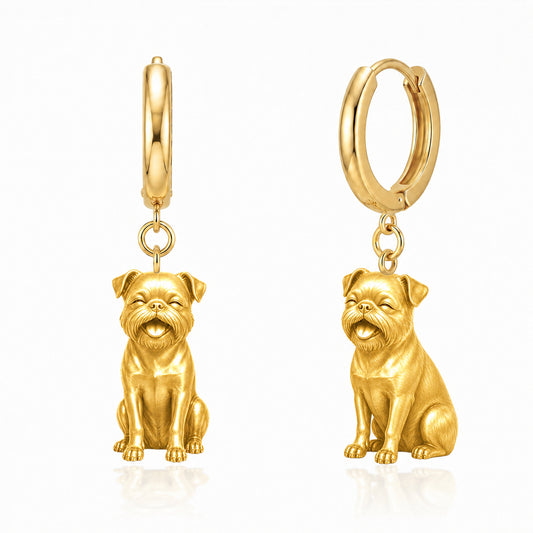 Brussels Griffon smooth coat personalized companion handcrafted huggie earrings