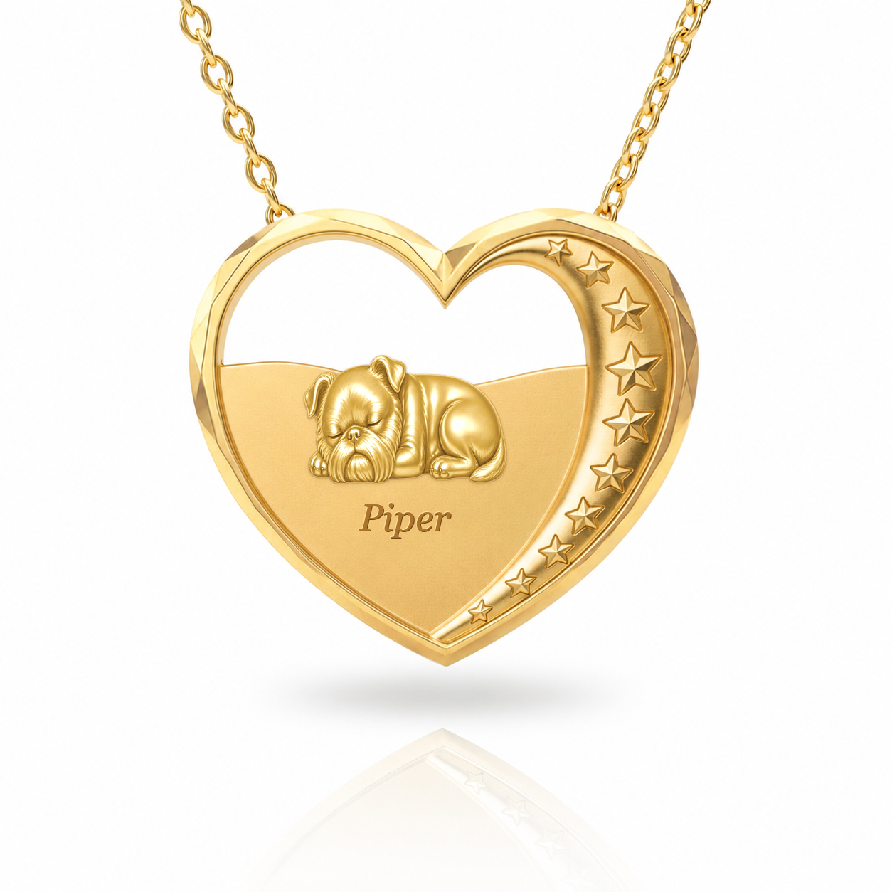Soulyshine Brussels Griffon smooth coat Heartbound – Personalized Pet Heart Necklace - 18K Gold Vermeil front