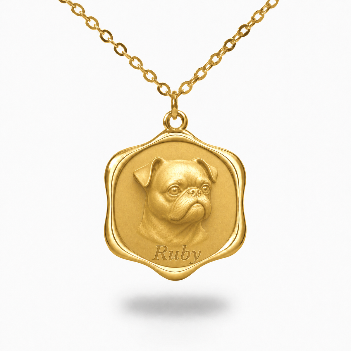 Soulyshine Brussels Griffon - smooth coat Precious Paw personalized pet photo necklace - 18K Gold Vermeil front