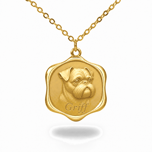 Soulyshine Brussels Griffon Precious Paw personalized pet photo necklace - 18K Gold Vermeil front