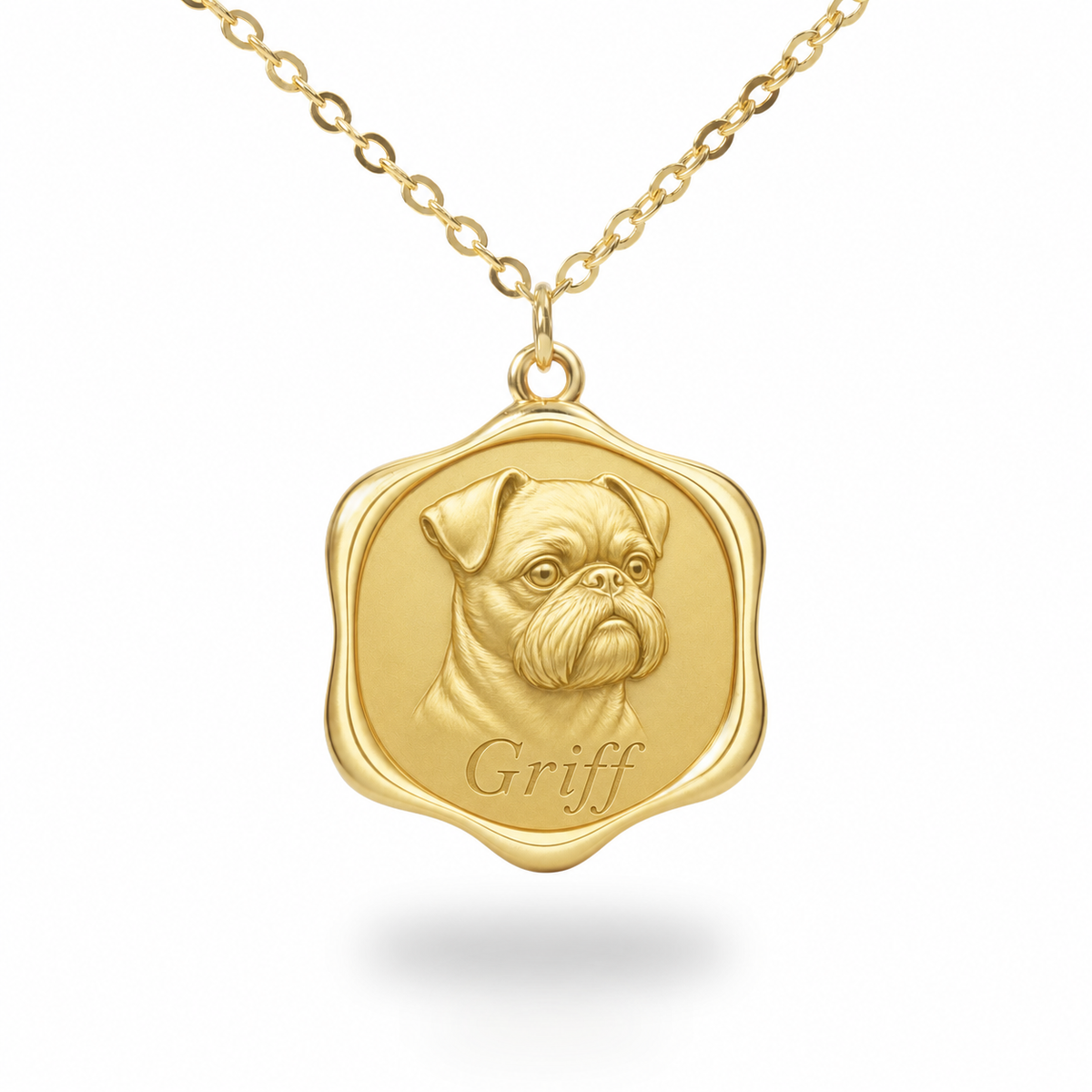 Soulyshine Brussels Griffon Precious Paw personalized pet photo necklace - 18K Gold Vermeil front