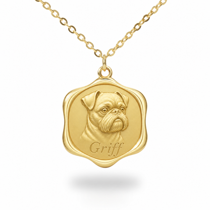 Soulyshine Brussels Griffon Precious Paw personalized pet photo necklace - 18K Gold Vermeil front