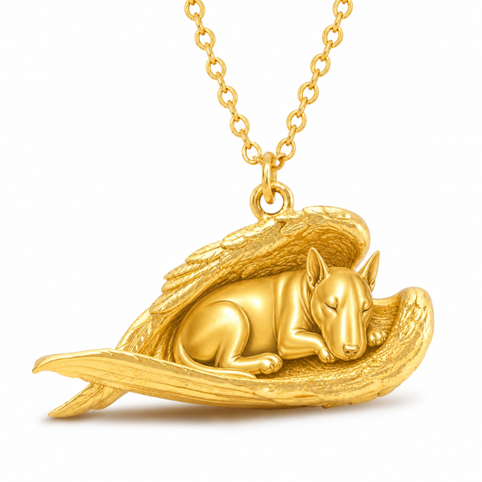 Soulyshine Bull Terrier Miniature The Sleeping Angel – Personalized Pet Necklace - 18K Gold Vermeil front