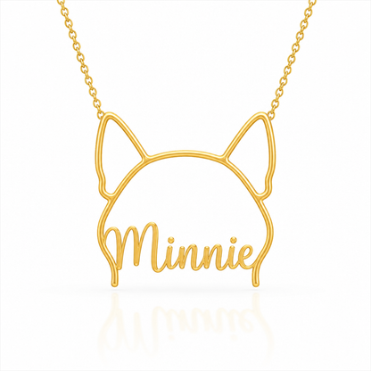 Soulyshine Bull Terrier - Miniature personalized outline pet face and name necklace in gold