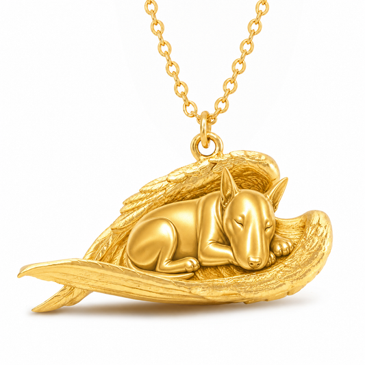 Soulyshine Bull Terrier The Sleeping Angel – Personalized Pet Necklace - 18K Gold Vermeil front