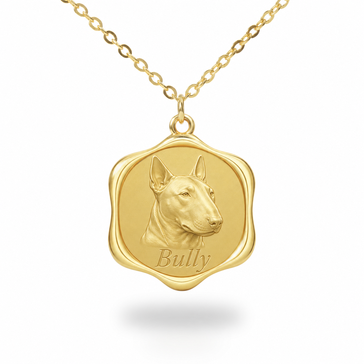 Soulyshine Bull Terrier Precious Paw personalized pet photo necklace - 18K Gold Vermeil front