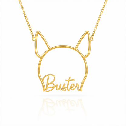 Soulyshine Bull Terrier personalized outline pet face and name necklace in gold