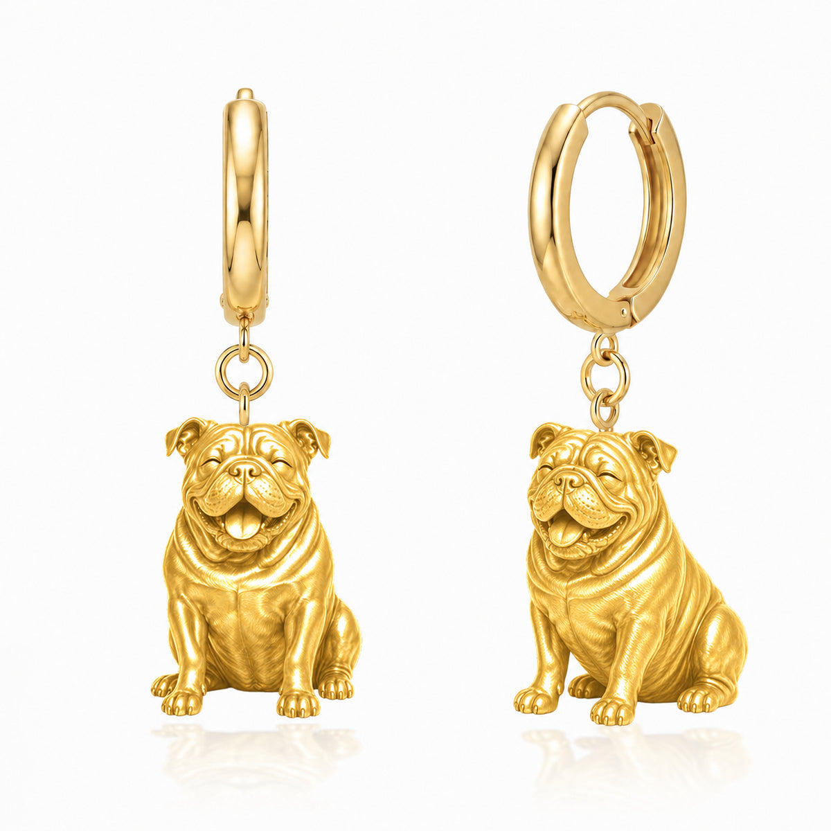 Bulldog personalized companion handcrafted huggie earrings