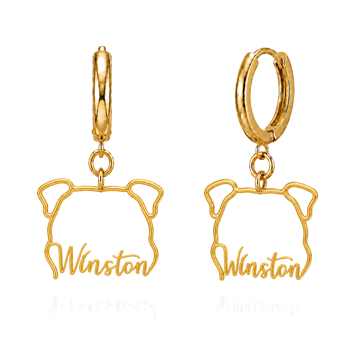 Bulldog Winston personalized pet face earrings